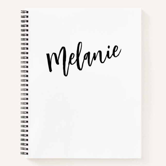 Modern Black White Personalised Monogram Name  Notebook (Front)