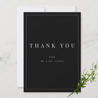 Modern Black & White Personalised Thank you Card
