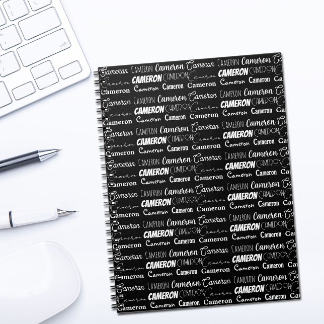 Modern Black White Personalized Name Collage Notebook (Creator Uploaded)