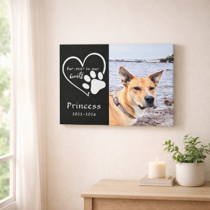 Modern Black White Pet Memorial Photo Keepsake Canvas Print