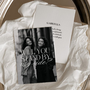 Modern Black & White Photo Bridesmaid Proposal Invitation
