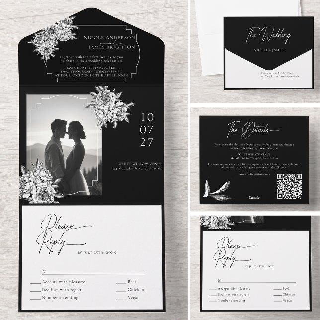 Modern black white photo calligraphy script all in one invitation (Creator Uploaded)