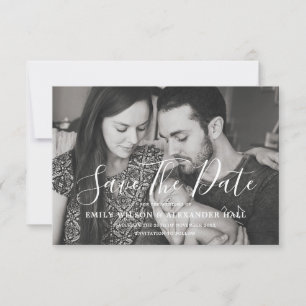 Modern Black & White Photo Family Save The Date