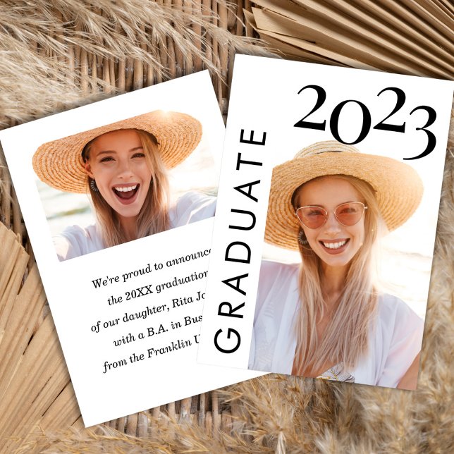 Modern Black White Photo Graduate Announcement (Modern Black White Photo Graduate Announcement)