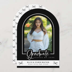 Modern Black White Photo Graduation Announcement
