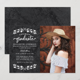 Modern Black White Photo Graduation Party Announcement