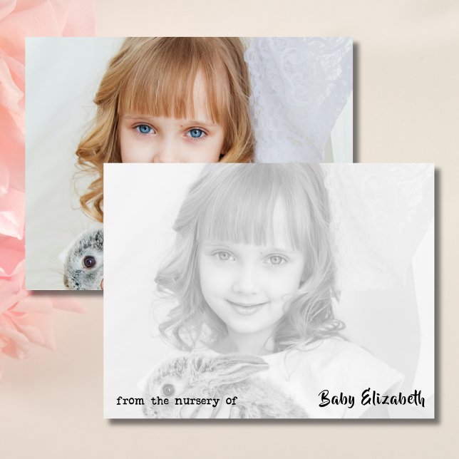 Modern Black & White Photo Nursery Note Card (Creator Uploaded)