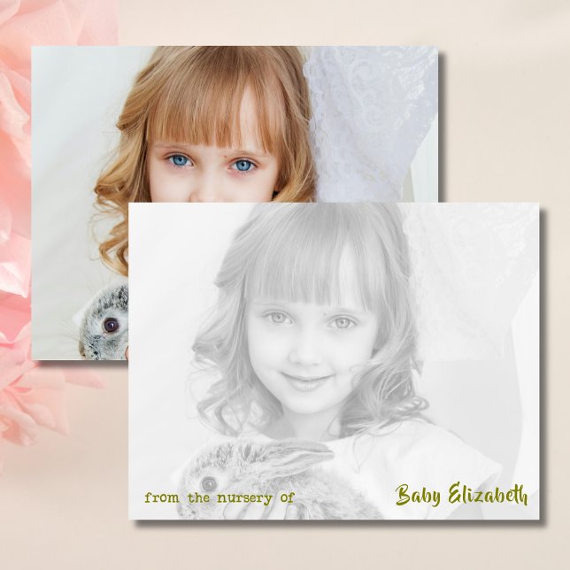 Modern Black & White Photo Nursery Note Card (Creator Uploaded)
