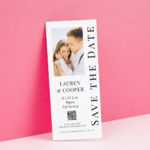 Modern Black White Photo QR Wedding Save The Date