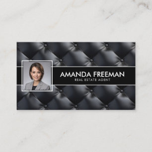 Modern Black & White Photo Real Estate Agent Business Card