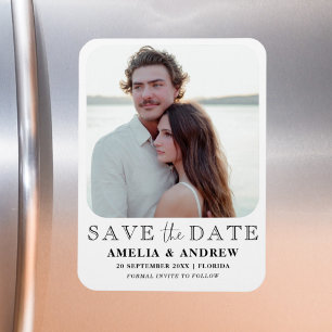 Modern Black & White  Photo Save the Date Magnet