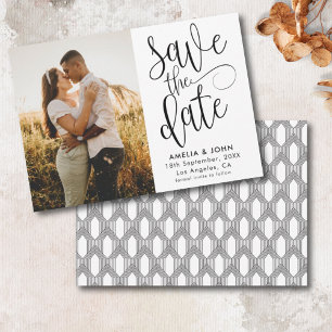 Modern Black & White Photo Save the Date Wedding