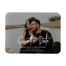 Modern Black & White Photo Script Save the Date Magnet