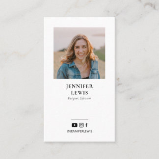 Modern Black & White Photo Social Media  Business Card