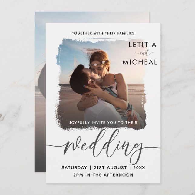 Modern Black & White Photo Template Wedding (Front/Back)