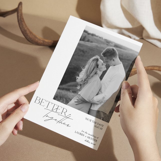 Modern Black & White Photo Typography Wedding Save The Date (Creator Uploaded)