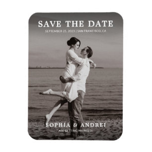 Modern Black & White Photo Wedding Save the Date Magnet