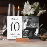 Modern Black & White Photo Wedding Table Number<br><div class="desc">Simple yet elegant, these modern photo black and white wedding table number cards are so easy to personalised for your special occasion and would make the perfect table cards for your wedding, bridal shower, engagement party, birthday party and many more special occasions. Add your custom wording to this design by...</div>