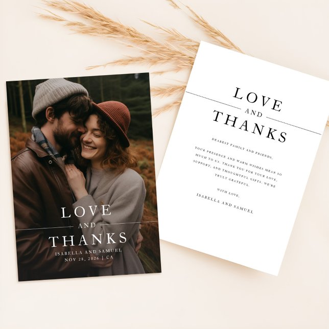 Modern Black & White Photo Wedding Thank You Card (Creator Uploaded)