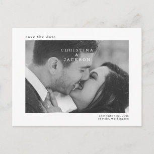 Modern Black & White Photo Wedding Website Postcar Postcard