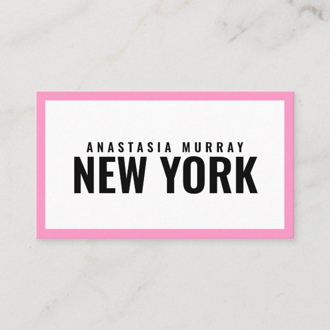 Modern Black White Pink Minimalist Luxury Boutique Business Card (Front)