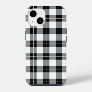 Modern Black White Plaid Pattern iPhone 14 Case