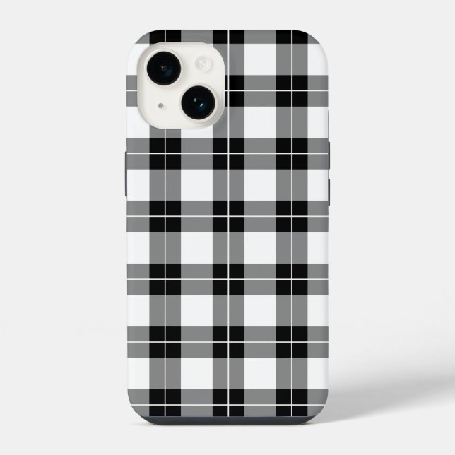 Modern Black White Plaid Pattern iPhone Case (Back)