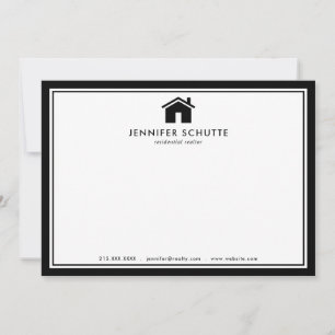 Modern Black & White Plaid Personalised Realtor Card