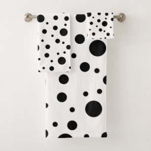 Modern Black White Polka Dot Bath Towel Set