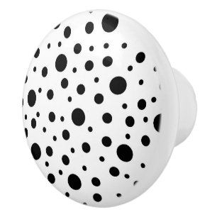 Modern Black White Polka Dot Ceramic Knob