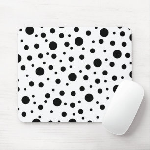 Modern Black White Polka Dot Mouse Mat