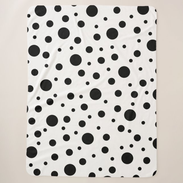 Modern Black White Polka Dot Sherpa Blanket (Front)
