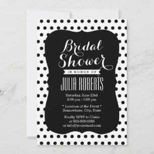 Modern Black & White Polka Dots Bridal Shower Invitation