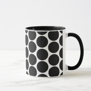 MODERN BLACK, WHITE POLKA DOTS MUG