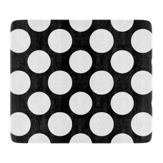 Modern Black White Polka Dots Pattern Cutting Board (Front)