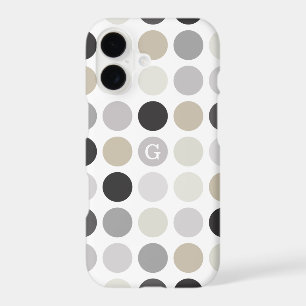 Modern black white polka dots pattern monogram