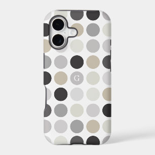 Modern black white polka dots pattern monogram