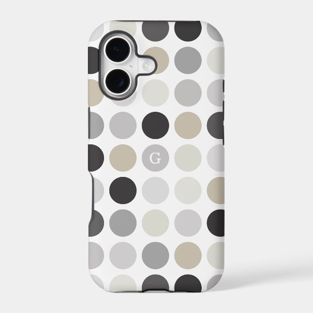 Modern black white polka dots pattern monogram (Back)