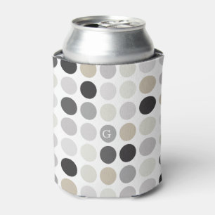 Modern black white polka dots pattern monogram can cooler