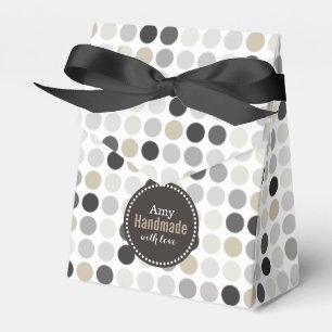 Modern black white polka dots pattern monogram favour box