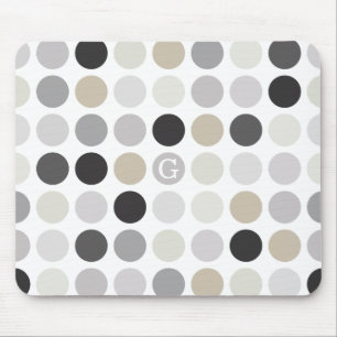 Modern black white polka dots pattern monogram mouse mat