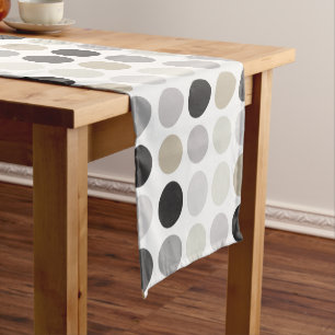 Modern black white polka dots pattern monogram short table runner