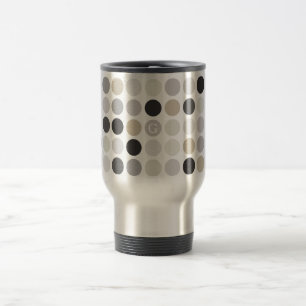Modern black white polka dots pattern monogram travel mug