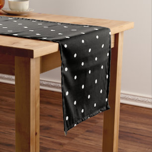 Modern Black White Polka Dots Pattern Short Table Runner