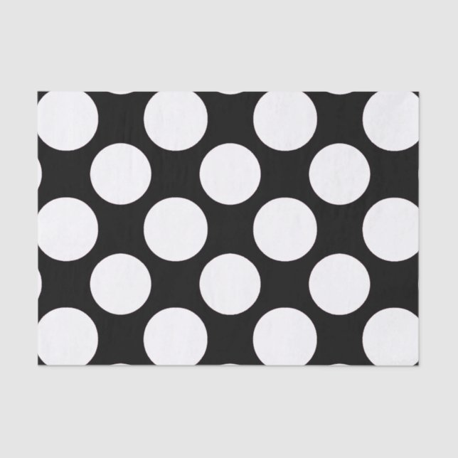Modern Black White Polka Dots Pattern Tissue Paper (Front)
