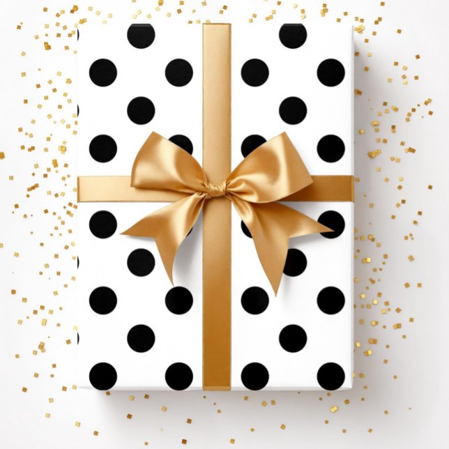 Modern Black White Polka Dots  Wrapping Paper (Modern Black White Polka Dots Wrapping Paper)