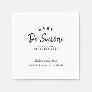 Modern Black White Pregnancy Announcement Napkin