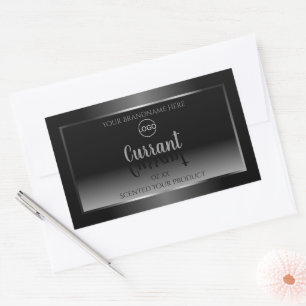 Modern Black White Product Label Silver Frame Logo