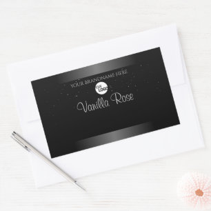 Modern Black White Product Label Soft Glitter Logo