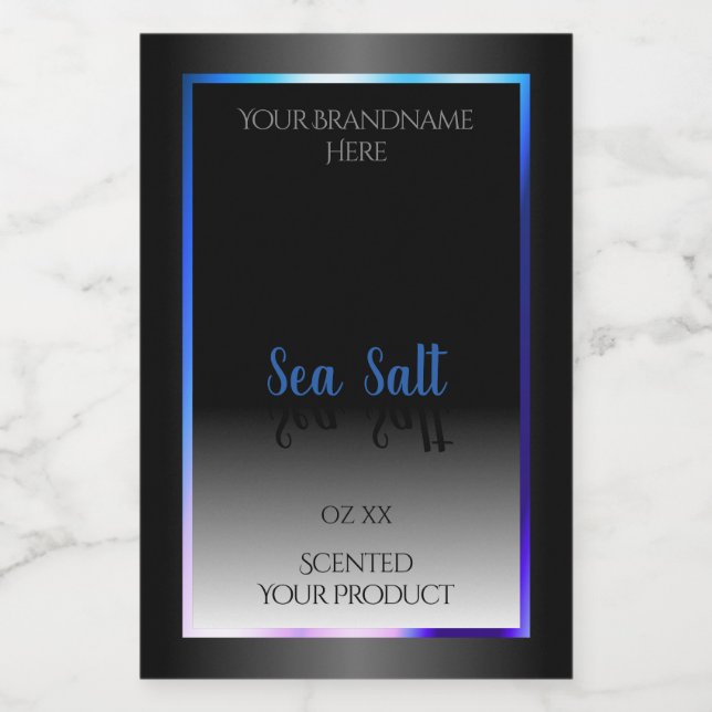 Modern Black White Product Labels Blue Teal Frame (Single Label)